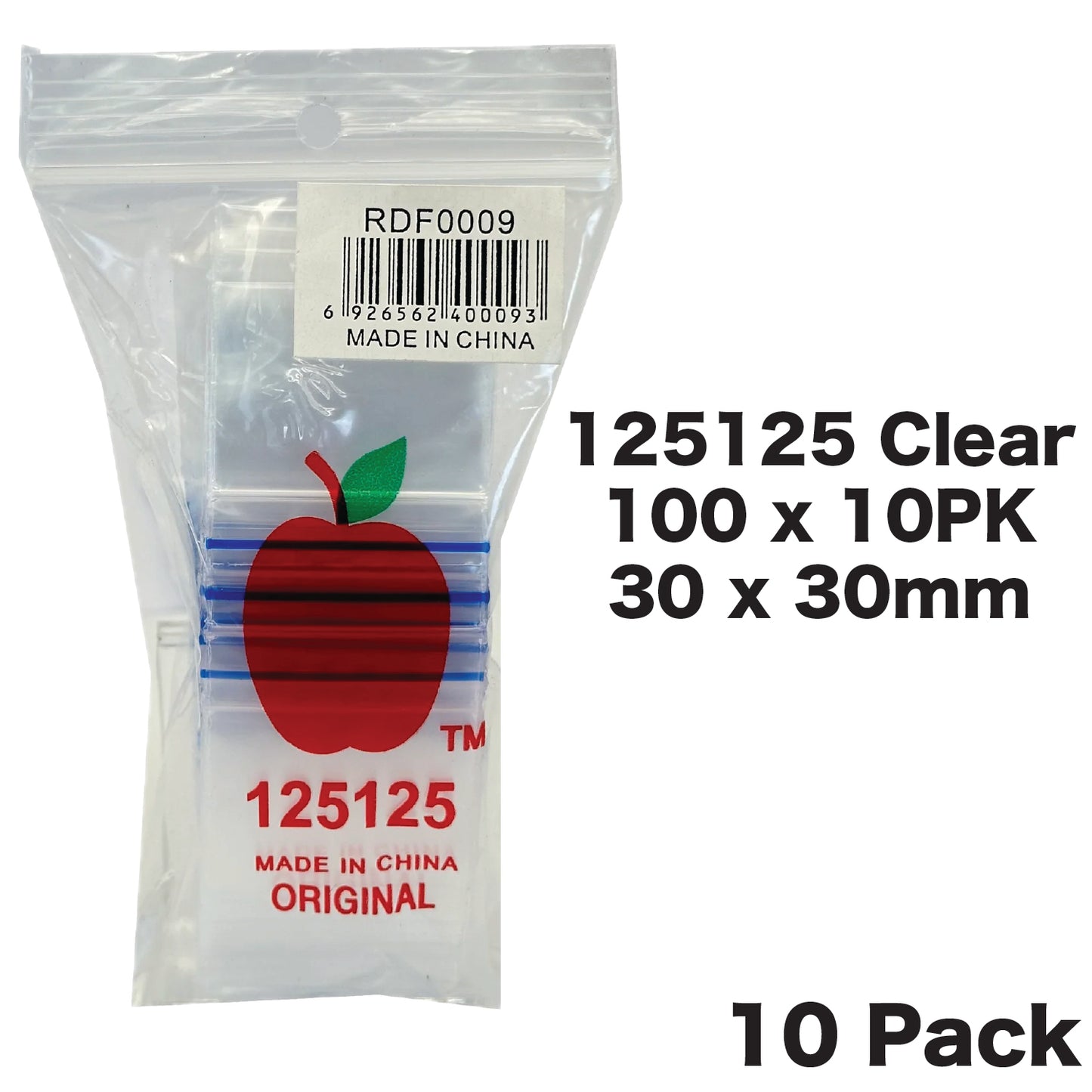 Apple Bag 125125 Clear 30 x 30mm (100 Bags x 10 Pack)