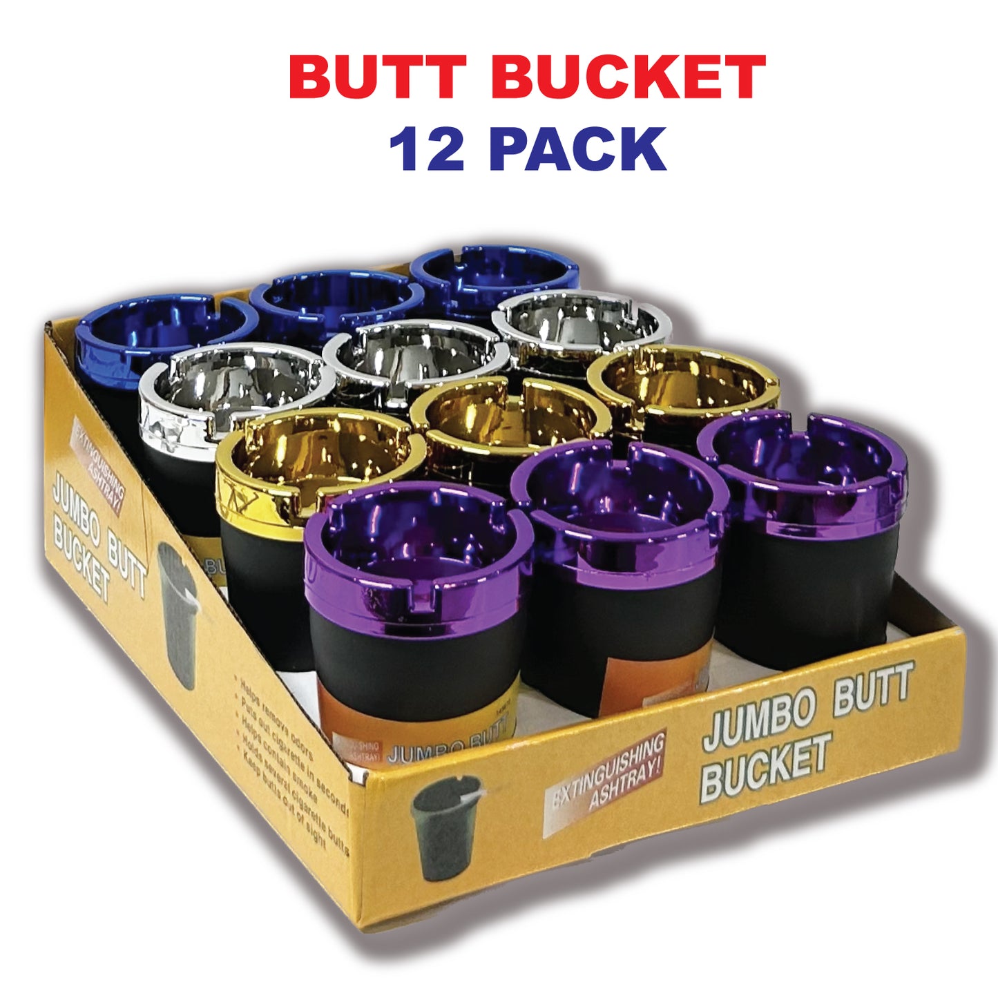 Ashtray BB08 Butt Bucket Shiny 12Pk