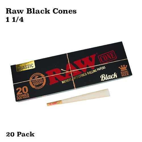 Raw Black Cones 1 1/4 20pc per 1Pk