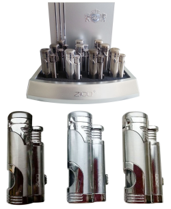 Zico Lighters on tray (10=1) Silver/Aluminium/Chrome