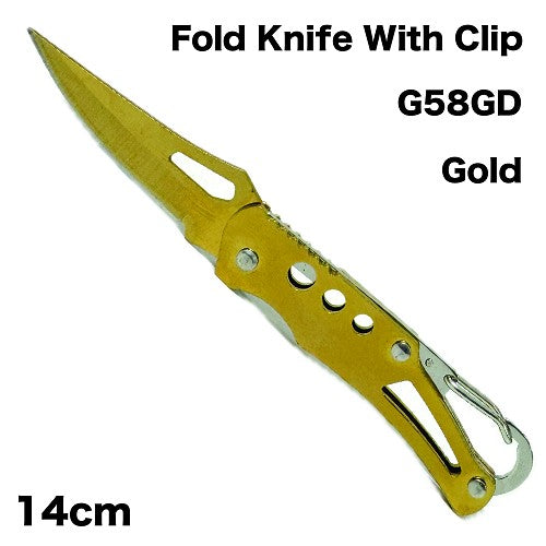 Knife G58GD Fold With Clip Gold 14cm