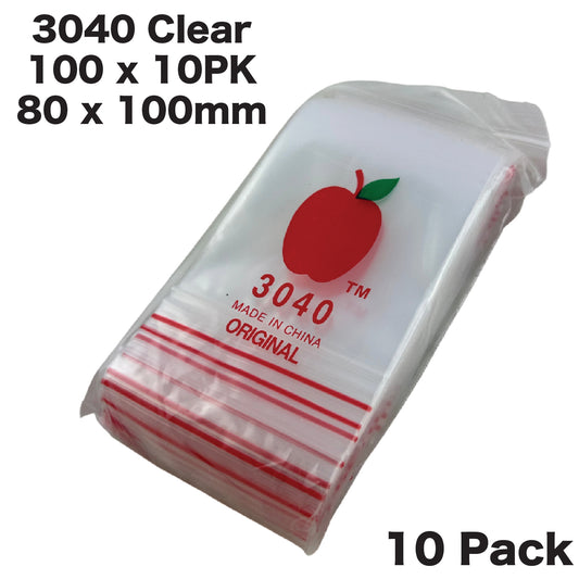 Apple Bag 3040 Clear 80 x 100mm (100 Bags x 10 Pack)