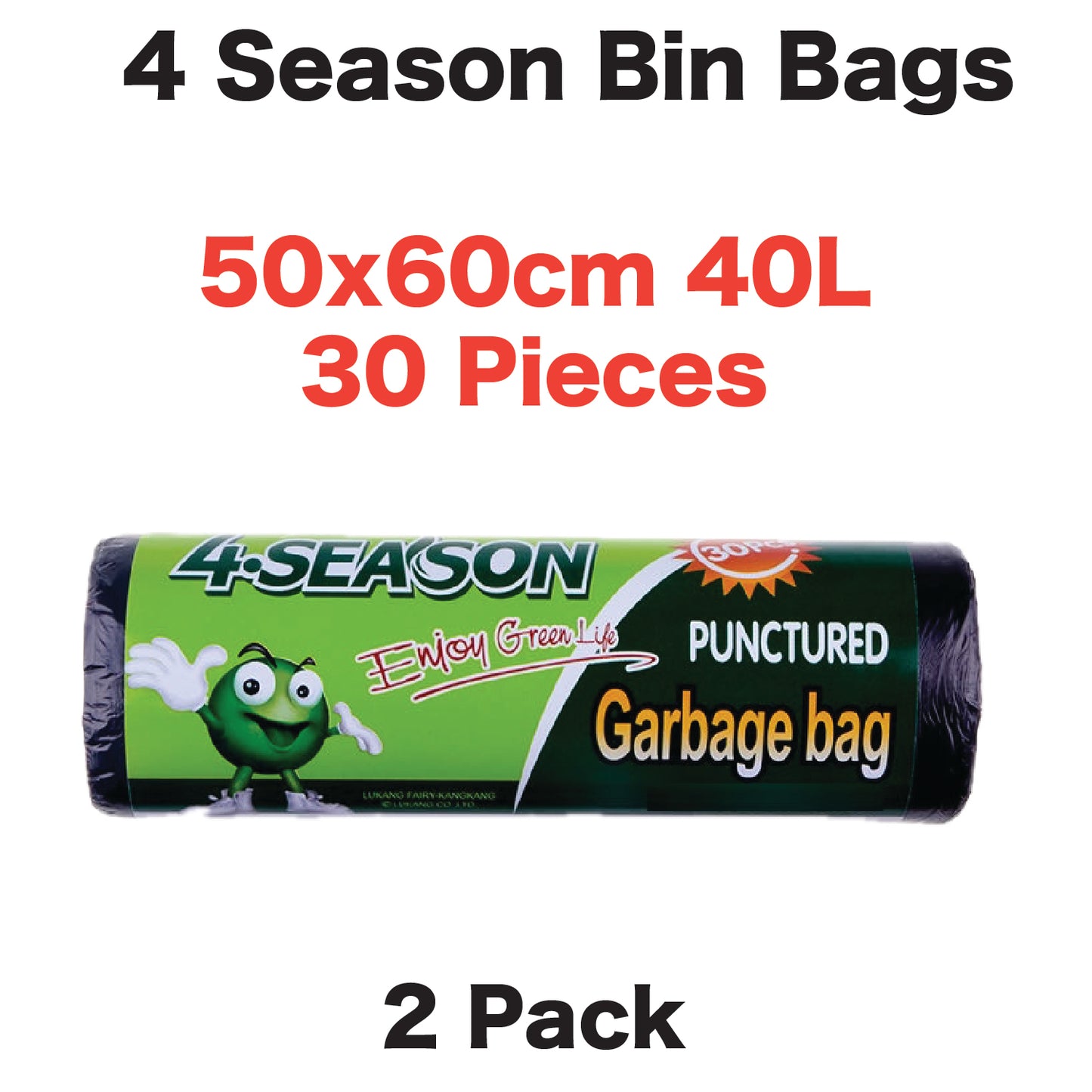 Bin Bags 50x60cm (30 Bag per Roll / 2 Pack)