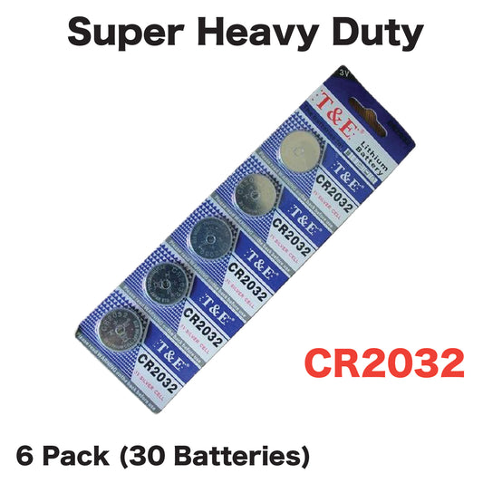 T&E CR2032 Battery (5 Battery per Card / 6 Card)