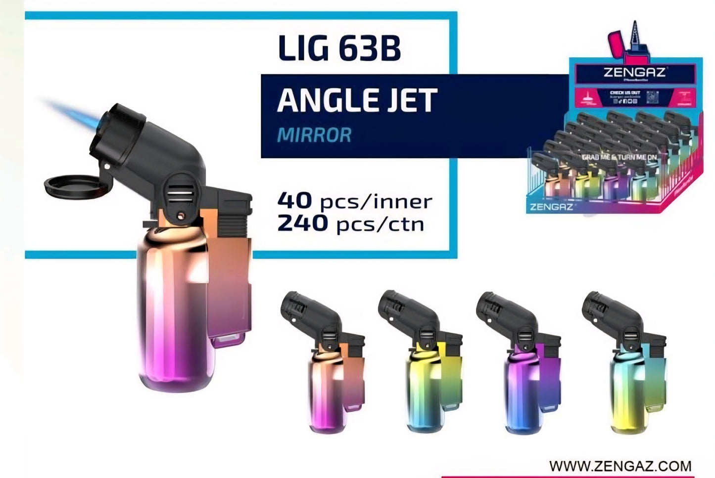 LIG 63B ZENGAZ CHAIN mirror JET FLAME 40PK TRAY LIG63B