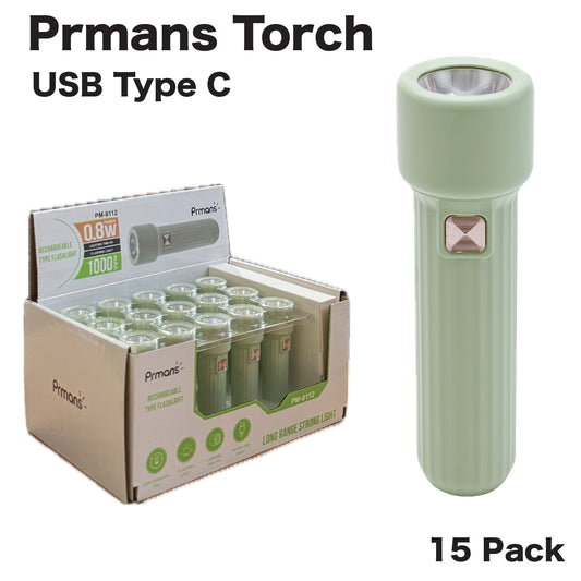 Prmans Mini Torch USB Type C (15 Pack)