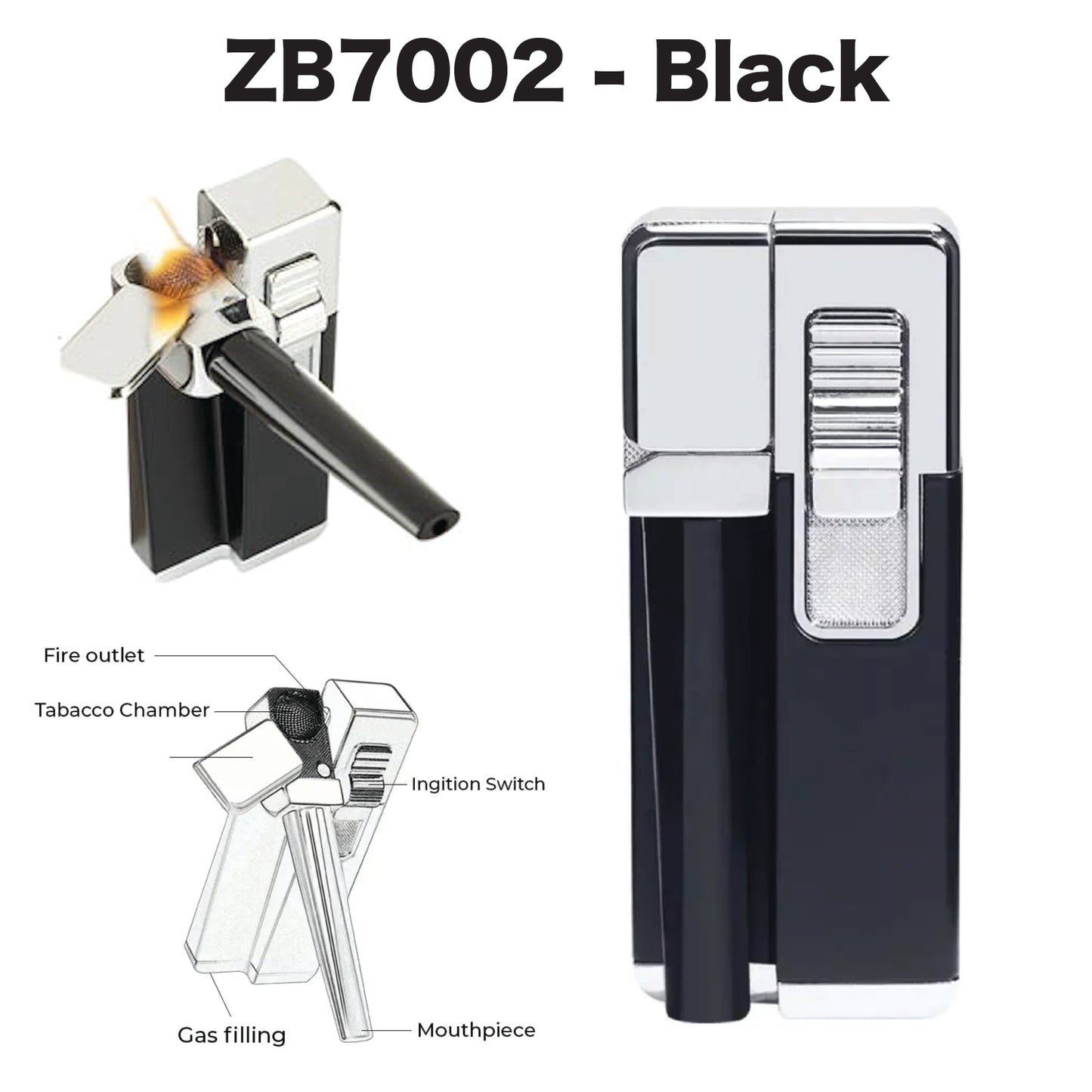 Jobon ZB7002 Black Pipe Lighter