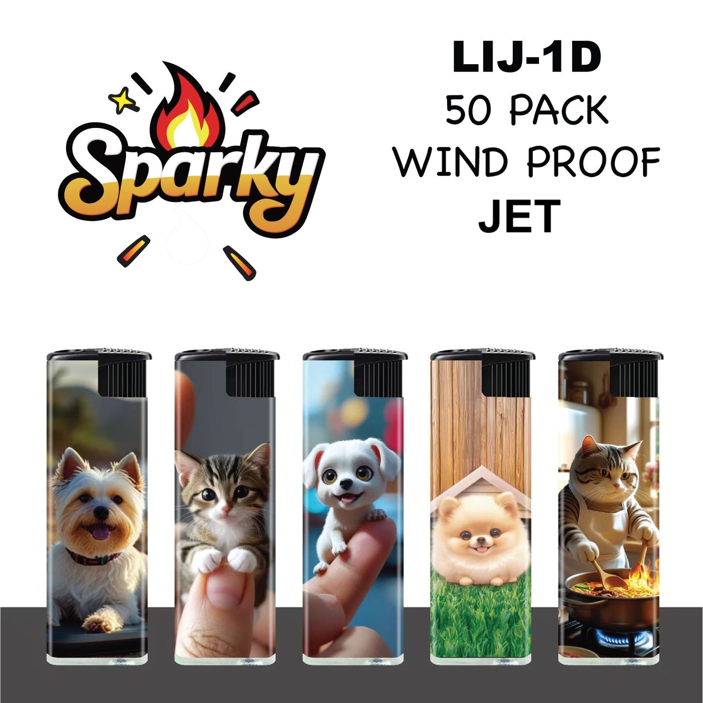 Jet Lighter Sparky LIJ-1D Windproof (50 Pack)