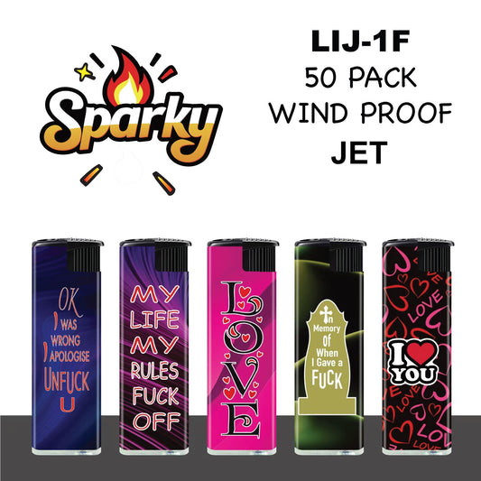 Jet Lighter Sparky LIJ-1F Windproof (50 Pack)