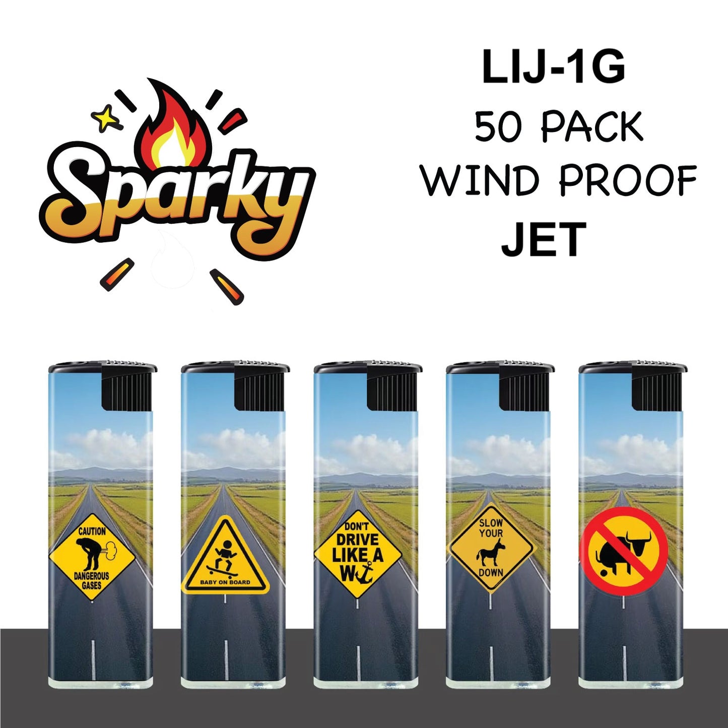Jet Lighter Sparky LIJ-1G Windproof (50 Pack)