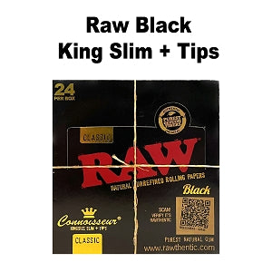 Raw Black King Size Slim + Tips (24 Booklets)